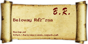 Belovay Rózsa névjegykártya